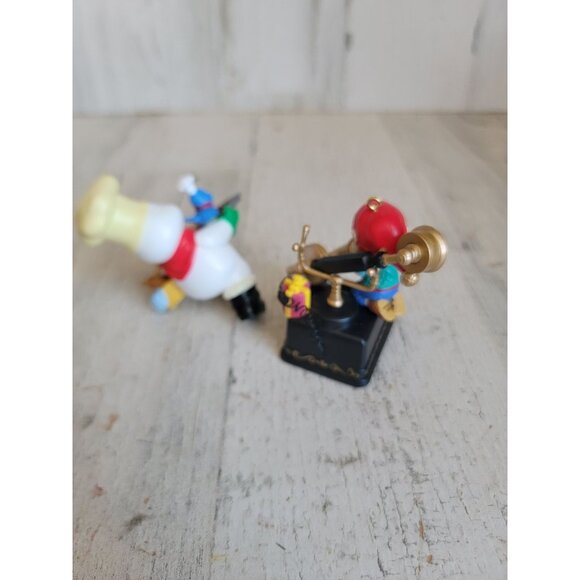 Vintage elf telephone snowman baking cookies ornament Xmas set - Picture 3 of 4